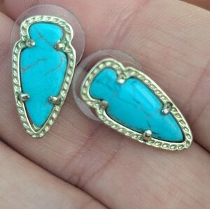 Kendra Scott Turquoise Teardrop Stud Earrings - Gold Tone